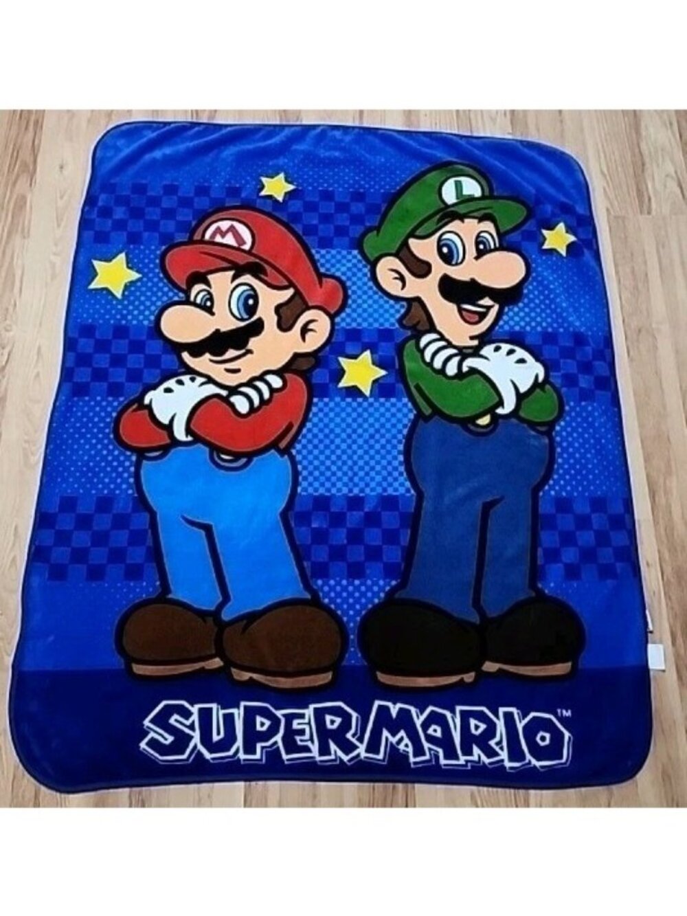 Nintendo Super Mario Brothers‎ Mario & Luigi Fleece Throw Blanket 2012 EUC